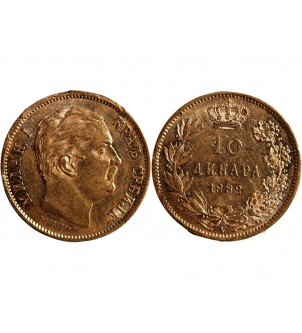 SERBIE, MILAN IV OBRENOVITCH , 10 DINARA OR, 1882, VIENNE 2