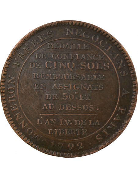 5 sols Cuivre 1792 Birmingham