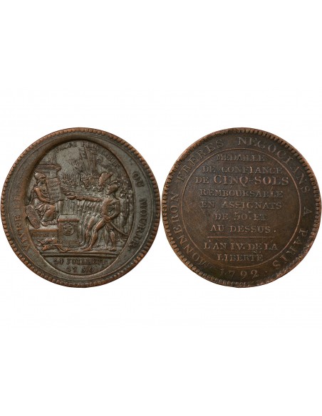 5 sols Cuivre 1792 Birmingham