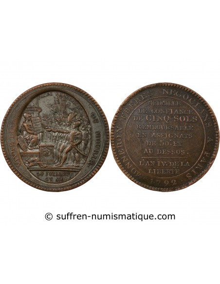 5 sols Cuivre 1792 Birmingham