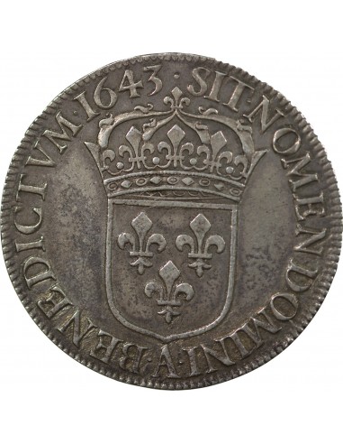 LOUIS XIII﻿ - ECU ARGENT 2nd poinçon Warin 1643 A PARIS LOUVRE