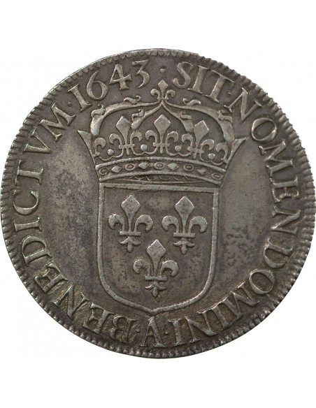 LOUIS XIII﻿ - ECU ARGENT 2nd poinçon Warin 1643 A PARIS LOUVRE