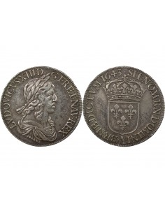 LOUIS XIII﻿ - ECU ARGENT 2nd poinçon Warin 1643 A PARIS LOUVRE 2