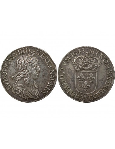 LOUIS XIII﻿ - ECU ARGENT 2nd poinçon Warin 1643 A PARIS LOUVRE