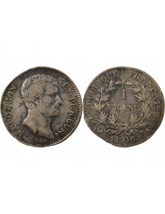 REPUBLIQUE, NAPOLEON Ier - FRANCS ARGENT, CALENDRIER GREGORIEN - 1806 A PARIS 2
