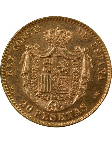 ESPAGNE, ALFONSO XIII - 20 PESETAS OR 1896 REFRAPPE 1962 MADRID