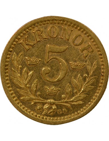 SUÈDE, OSCAR II - 5 KRONOR OR 1894