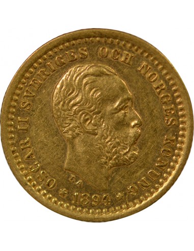 SUÈDE, OSCAR II - 5 KRONOR OR 1894