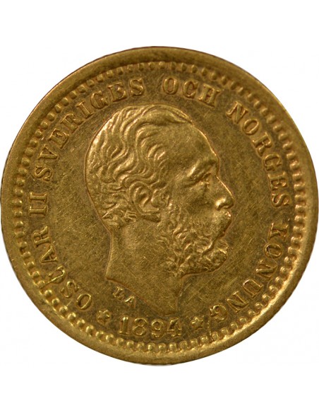 SUÈDE, OSCAR II - 5 KRONOR OR 1894