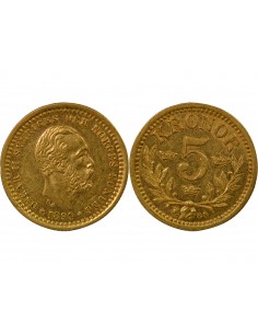 SUÈDE, OSCAR II - 5 KRONOR OR 1894 2