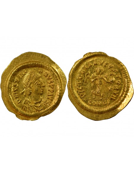 Empire Byzantin Justinien Ier 1 tremissis Or 527-565 Constantinople