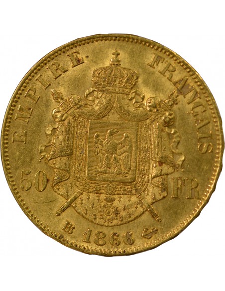 NAPOLEON III ﻿- 50 FRANCS OR 1866 BB STRASBOURG