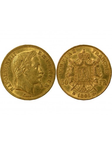 NAPOLEON III ﻿- 50 FRANCS OR 1866 BB STRASBOURG