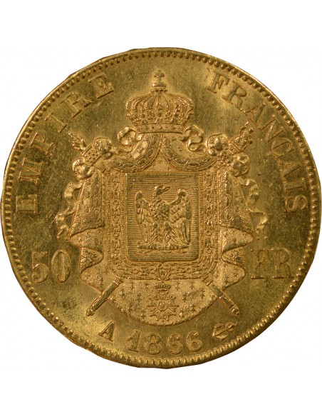 NAPOLEON III ﻿- 50 FRANCS OR 1866 A PARIS