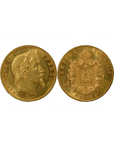 NAPOLEON III ﻿- 50 FRANCS OR 1866 A PARIS