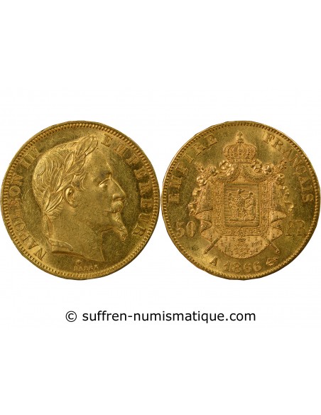 NAPOLEON III ﻿- 50 FRANCS OR 1866 A PARIS