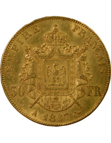 NAPOLEON III ﻿- 50 FRANCS OR 1867 A PARIS