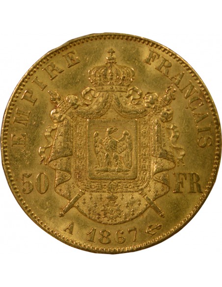 NAPOLEON III ﻿- 50 FRANCS OR 1867 A PARIS
