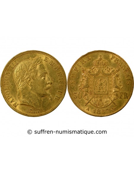NAPOLEON III ﻿- 50 FRANCS OR 1867 A PARIS