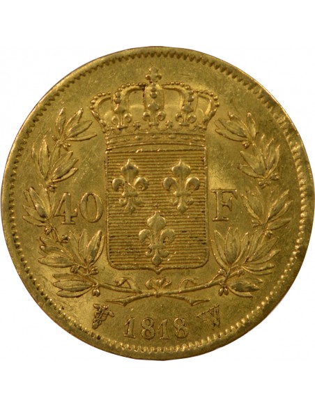 40 FRANCS OR LOUIS XVIII 1818 W LILLE