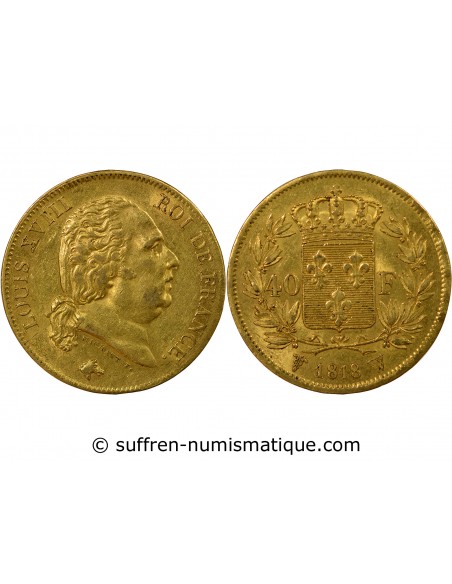 40 FRANCS OR LOUIS XVIII 1818 W LILLE