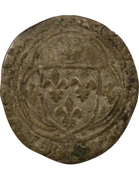 Charles VIII Blanc à la couronne Billon 1491-1498 T Nantes