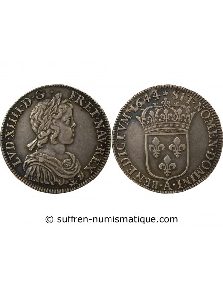 Louis XIV 01-févr ecu Argent 1644 A Paris
