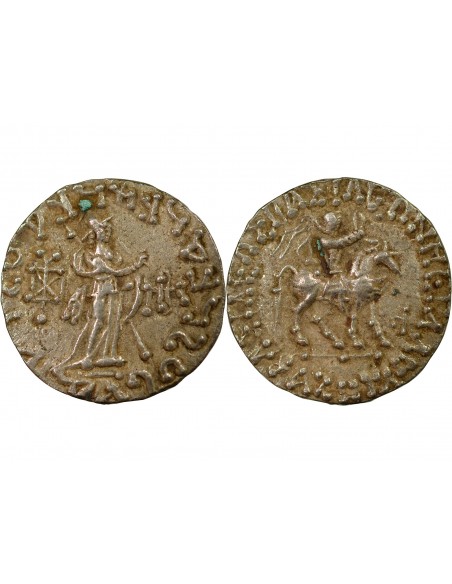 Royaume Indo-Scythe Azès II 1 tetradrachme Billon 35 AV JC-5 Taxila