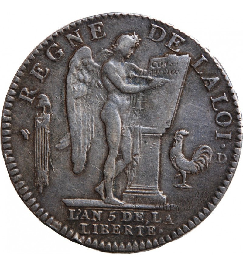 LOUIS XVI CONSTITUTION - ECU DE 6 LIVRES 1793 D LYON