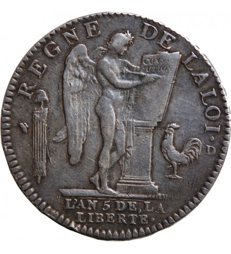 LOUIS XVI CONSTITUTION - ECU DE 6 LIVRES 1793 D LYON