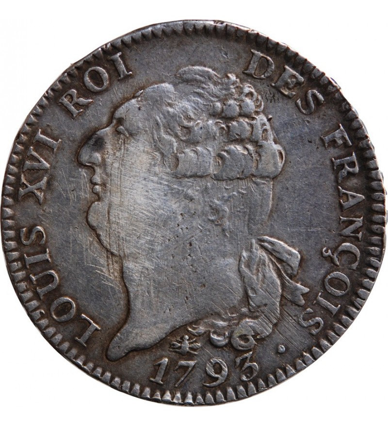 LOUIS XVI CONSTITUTION - ECU DE 6 LIVRES 1793 D LYON