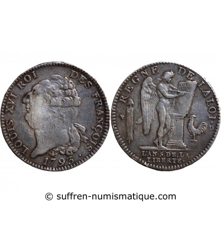 LOUIS XVI CONSTITUTION - ECU DE 6 LIVRES 1793 D LYON