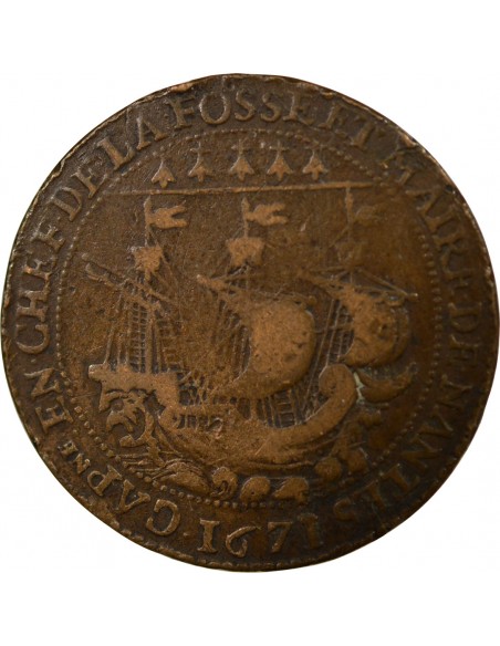 Gratien Libault 1 jeton Cuivre 1671 T Nantes