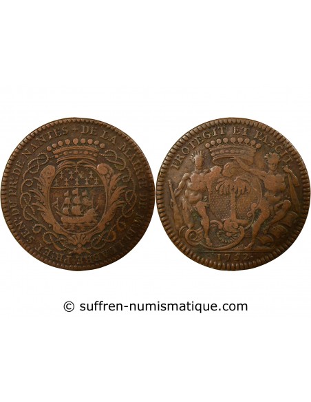 MAIRE DE NANTES, MATHURIN BELLABRE – JETON CUIVRE 1752
