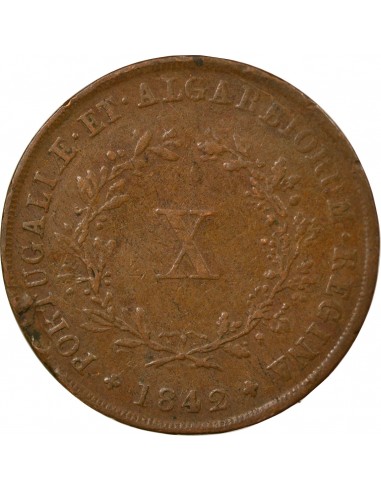 Portugal Maria II 10 Reis Cuivre 1842 Lisbonne
