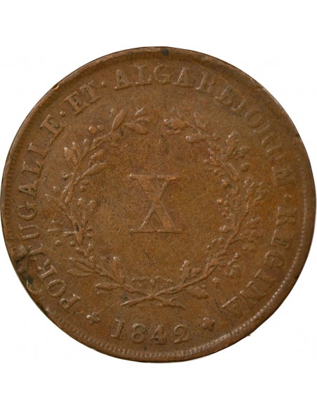 Portugal Maria II 10 Reis Cuivre 1842 Lisbonne