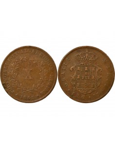 Portugal Maria II 10 Reis Cuivre 1842 Lisbonne 2