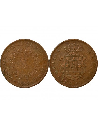 Portugal Maria II 10 Reis Cuivre 1842 Lisbonne