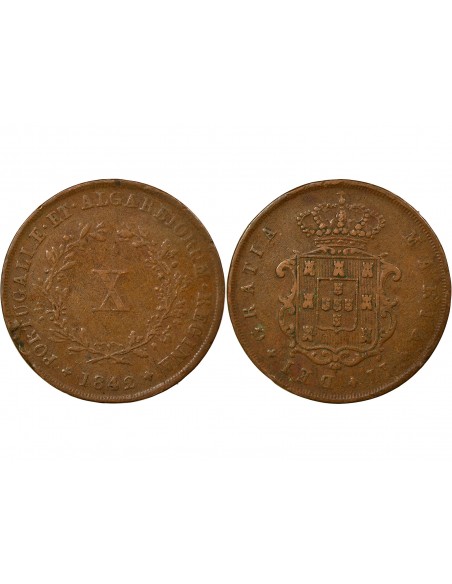 Portugal Maria II 10 Reis Cuivre 1842 Lisbonne