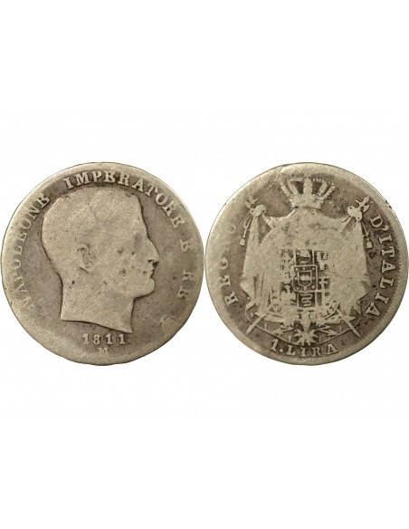ITALIE, NAPOLEON Ier - LIRE ARGENT - 1811 M MILAN