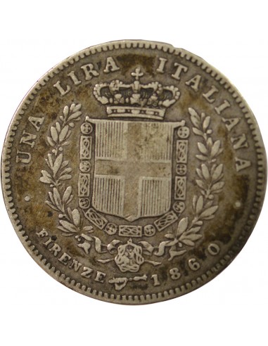 Italie Victor Emmanuel II 1 lira Argent 1860 Florence