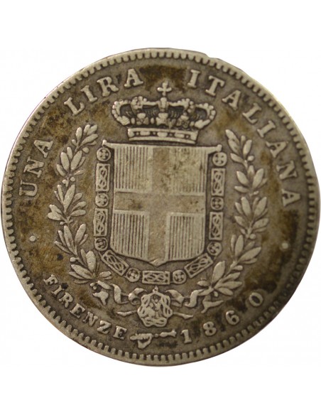 Italie Victor Emmanuel II 1 lira Argent 1860 Florence
