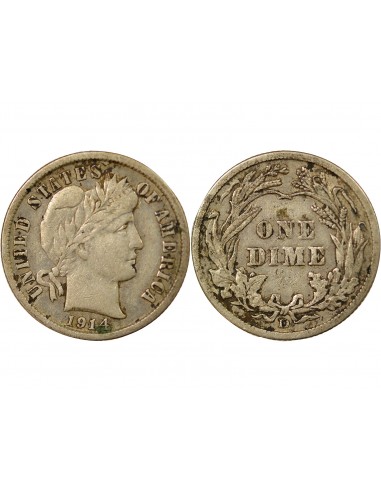 USA 10 Cents Argent 1914 D Denver