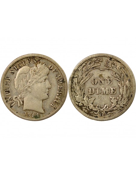 USA 10 Cents Argent 1914 D Denver