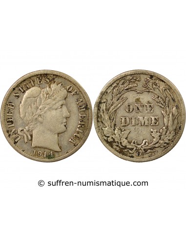USA 10 Cents Argent 1914 D Denver