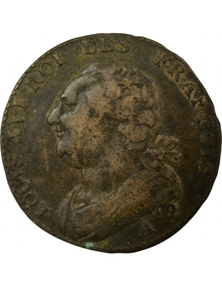 Louis XVI 12 deniers dit au faisceau type Francois Cuivre 1791 A Paris
