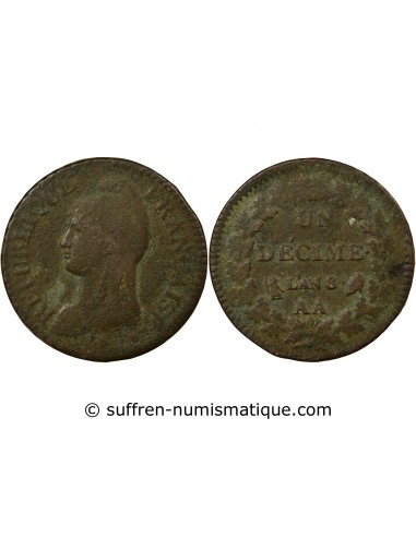1 décime Cuivre AN 8 AA Metz