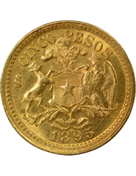 CHILIE - 5 PESOS 1895 SANTIAGO DU CHILI