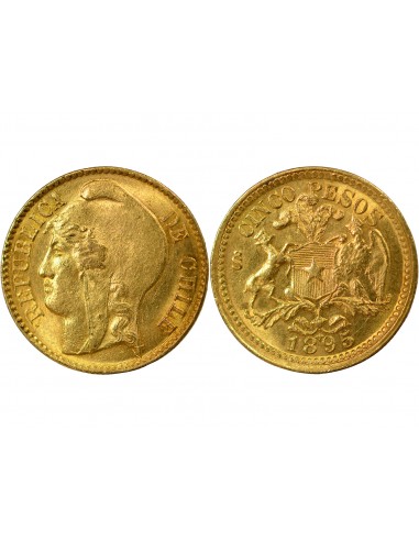 CHILIE - 5 PESOS 1895 SANTIAGO DU CHILI