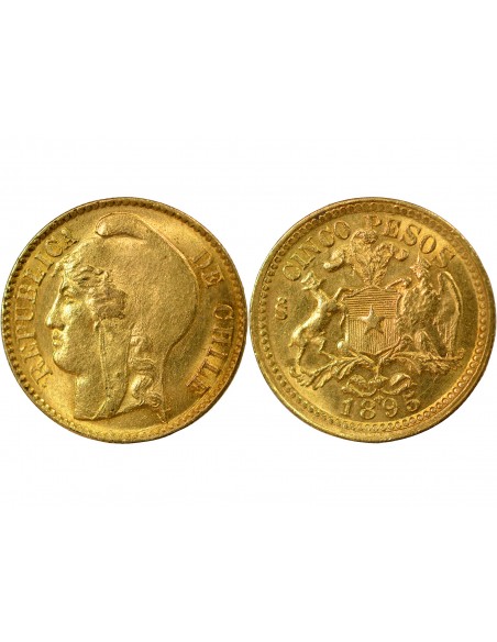 CHILIE - 5 PESOS 1895 SANTIAGO DU CHILI